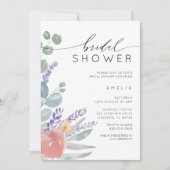 Brautparty Lavender & Eucalyptus Wasserfarbe Einladung (Vorderseite)