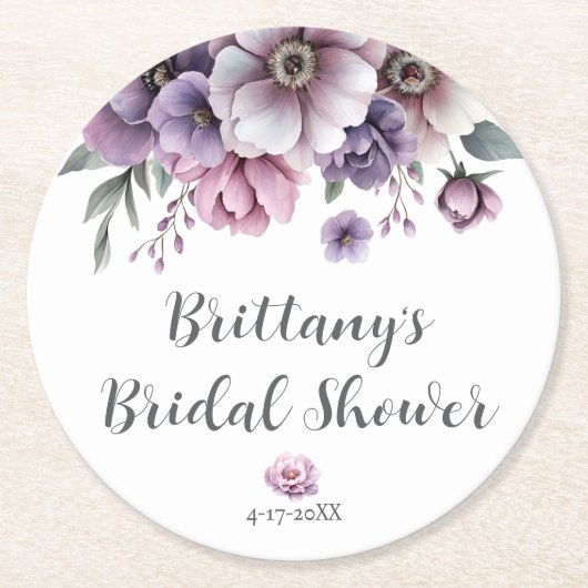 Brautparty Lavender Floral Paper Untersetzer (Vorderseite)