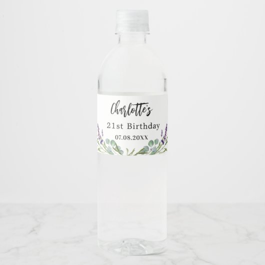 Brautparty lavender florale eucalyptus Water Bo Wasserflaschenetikett (Vorderseite)