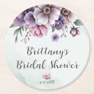 Brautparty Lavender & Green Floral Paper Untersetz Runder Pappuntersetzer