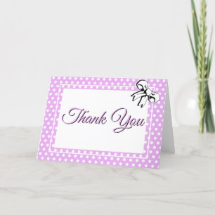 Brautparty Lavender und White Polka Docks & Bows Dankeskarte