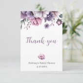 Brautparty Lavender Wasserfarbenfloral Dankeskarte (Stehend Vorderseite)