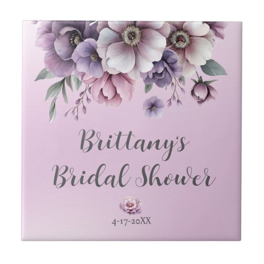 Brautparty Lavender Wasserfarbenfloral Fliese (Vorderseite)