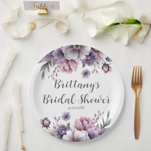 Brautparty Lavender Wasserfarbenfloral Pappteller (Hochzeit)
