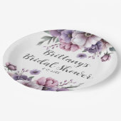 Brautparty Lavender Wasserfarbenfloral Pappteller (Schrägansicht)