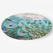 Brautparty Lavish Peacock Feathers Paper Plate Pappteller (Schrägansicht)