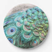 Brautparty Lavish Peacock Feathers Paper Plate Pappteller (Vorderseite)