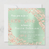 Brautparty Leafs Kruath Rosa Minze Grün Einladung (Vorderseite)