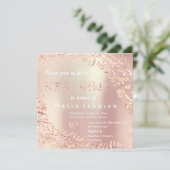 Brautparty Leafs Wrath Glitzer Rosa Rose Gold Einladung (Stehend Vorderseite)