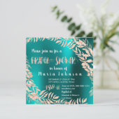 Brautparty Leafs Wrath Glitzer Rose Gold Aquamarin Einladung (Stehend Vorderseite)