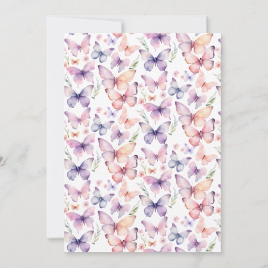 Brautparty "Lebensdauer der Schmetterlinge" Einladung (Rückseite)