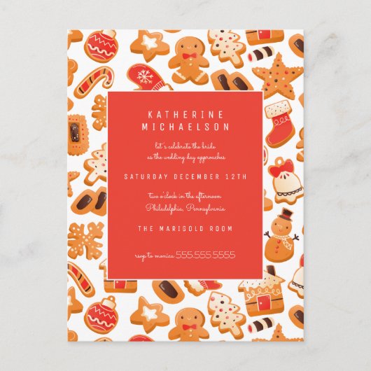 Brautparty | Lebkuchen Einladung Postkarte (Vorderseite)