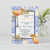 Brautparty Lemon Blue Tile Einladung (Stehend Vorderseite)