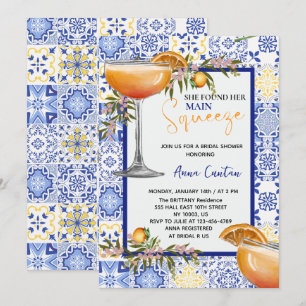 Brautparty Lemon Blue Tile Einladung