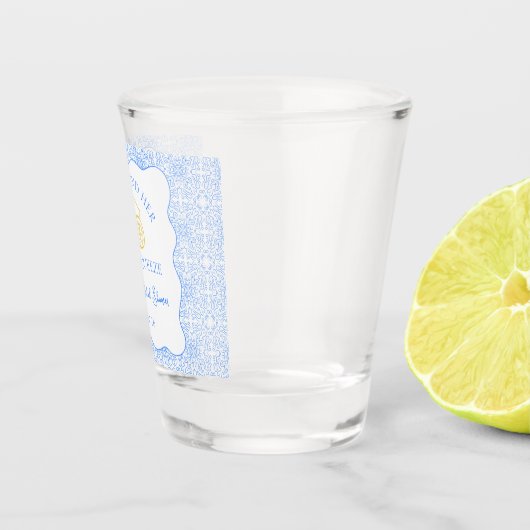 Brautparty Lemon Blue Tile Schnapsglas (Rechts)