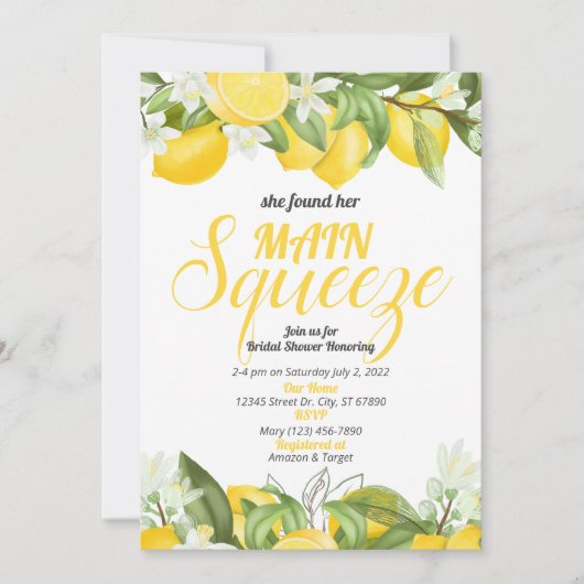 Brautparty Lemon Einladung zur Hauptpresse (Vorderseite)