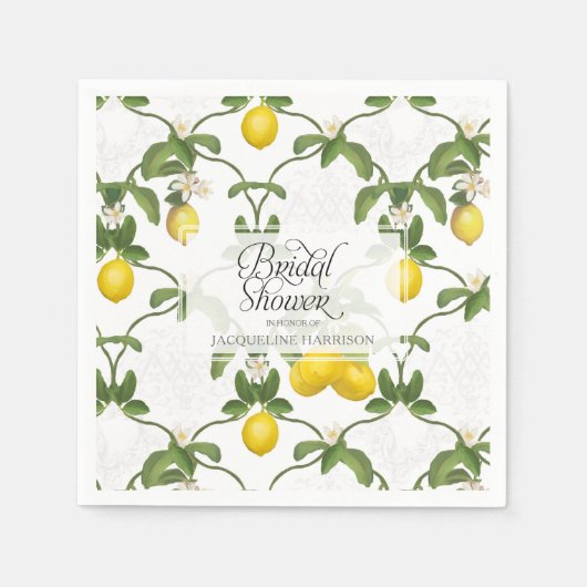Brautparty Lemon Espalier Trellis Citrus Floral Serviette (Vorderseite)