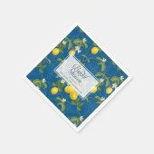Brautparty Lemon Royal Blue White Citrus Floral Serviette (Ecke)
