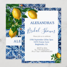 Brautparty Lemons Blue White Tuscan Tile