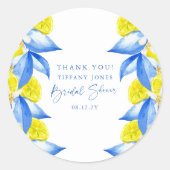Brautparty Lemons Mediterranean Danke Runder Aufkleber (Vorderseite)