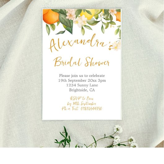 Brautparty Lemons Orange Citrus Floral Einladung