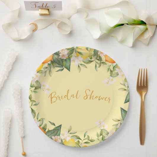 Brautparty Lemons Orange Citrus Floral Pappteller (Hochzeit)