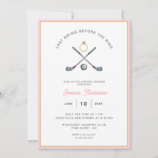 Brautparty "Letzter Schwung vor dem Ring" Einladung (Vorderseite)