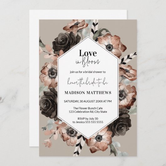 Brautparty Liebe in Bloom Einladung (Vorne/Hinten)