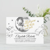 Brautparty Liebe Sie zum Mond und zurück Einladung (Stehend Vorderseite)