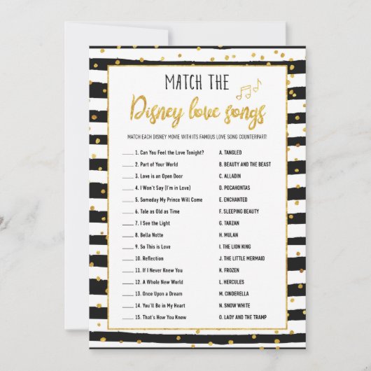 Brautparty Liebe Songs Game | Gold Confetti Einladung (Vorderseite)