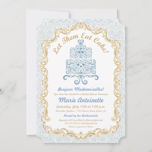 Brautparty Ließ sie essen Kuchen Einladung (Vorderseite)