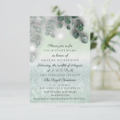 Brautparty Light Jar Rustic Mint Glitt Einladung (Stehend Vorderseite)