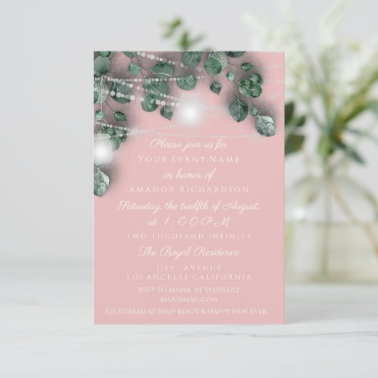 Brautparty Light Jar Rustikal Pink Einladung (Stehend Vorderseite)