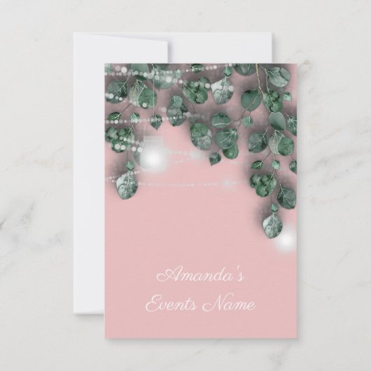 Brautparty Light Jar Rustikal Pink Einladung (Rückseite)