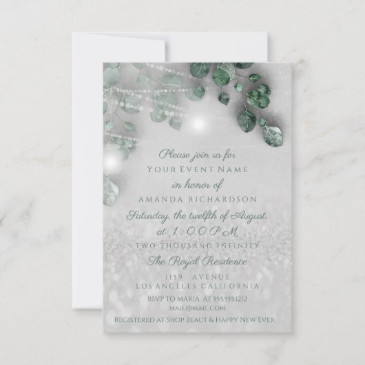 Brautparty Light Jar Rustikaler Glitzer Einladung (Vorderseite)