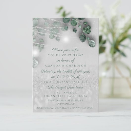 Brautparty Light Jar Rustikaler Glitzer Einladung (Stehend Vorderseite)