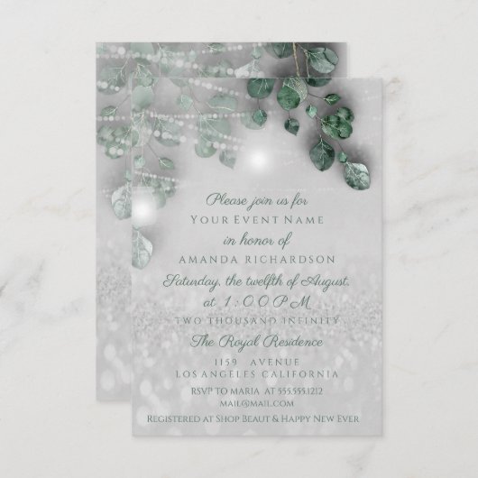 Brautparty Light Jar Rustikaler Glitzer Einladung (Vorne/Hinten)