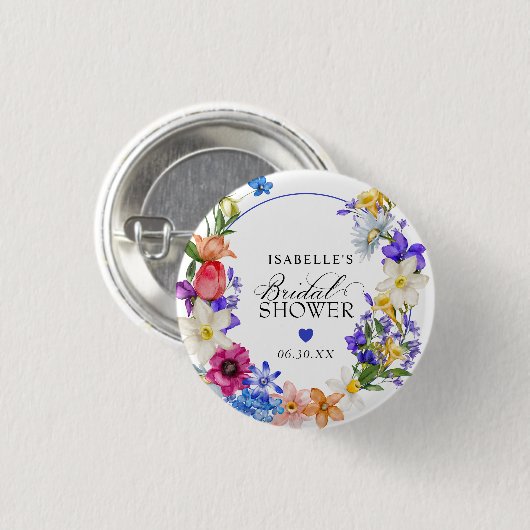 Brautparty lila Blue Red Wildblume Button (Vorne & Hinten)