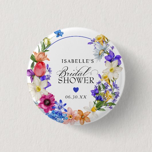 Brautparty lila Blue Red Wildblume Button (Vorderseite)