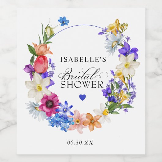 Brautparty lila Blue Red Wildblume Weinetikett (Einzelnes Label)