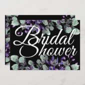 Brautparty Lila Blume Weißer Brief Einladung (Vorne/Hinten)