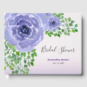 Brautparty Lila Blumen & Grüne Wasserfarbe Gästebuch (Vorderseite)