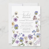 Brautparty lila botanischer Blume Einladung (Vorderseite)