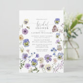 Brautparty lila botanischer Blume Einladung (Stehend Vorderseite)