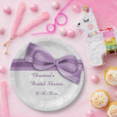 Brautparty-lila Damast und Imitat-Bogen Pappteller (Party)