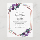 Brautparty lila geometrischer Rahmen Einladungspostkarte (Vorderseite)