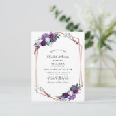 Brautparty lila geometrischer Rahmen Einladungspostkarte (Stehend Vorderseite)