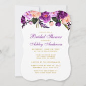 Brautparty Lila Gold Floral Einladung BP (Vorderseite)