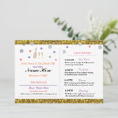 Brautparty Lila Gold Itinerary Bacheloretto Programm (Stehend Vorderseite)