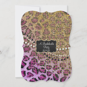 Brautparty Lila Goldleopard Einladung